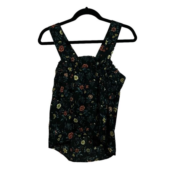 Mine Tank Top Pink White Floral Print Ruffled Straps - Picture 2 of 3